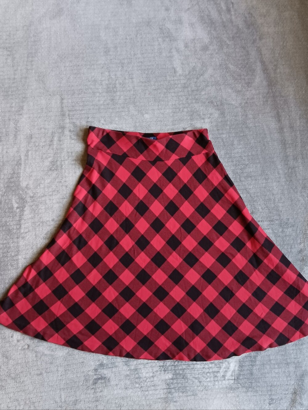 Red Black Plaid A-Line Skirt By Chaps, 100% Cotton, Medium, Soft Stretchy Comfy - Picture 3 of 6
